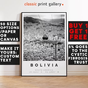 Bolivia Poster Black and White Print, Bolivia Wall Art, Bolivia Travel Poster, Bolivia Photo Print, South America,5519a