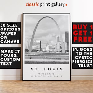 St Louis Poster Black and White Print, St Louis Wall Art, St Louis Travel Photo, St Louis Map, Missouri Poster, Missouri Print, 4121