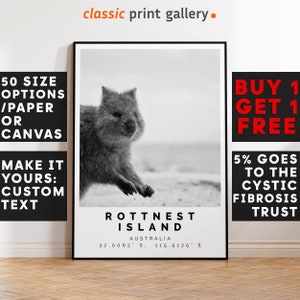 Rottnest Island Poster Black and White Print, Rottnest Island Wall Art, Rottnest Island Travel Photo, Rottnest Island Map, Australia, 4261
