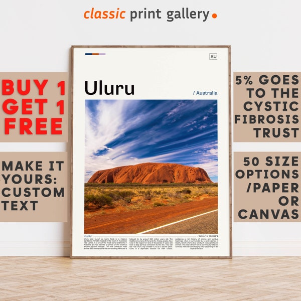 Uluru Print, Uluru Wall Art, Uluru Color Poster With Text, Personalized Birthday Travel Gift Present Photography  Artwork,Australia 12343b