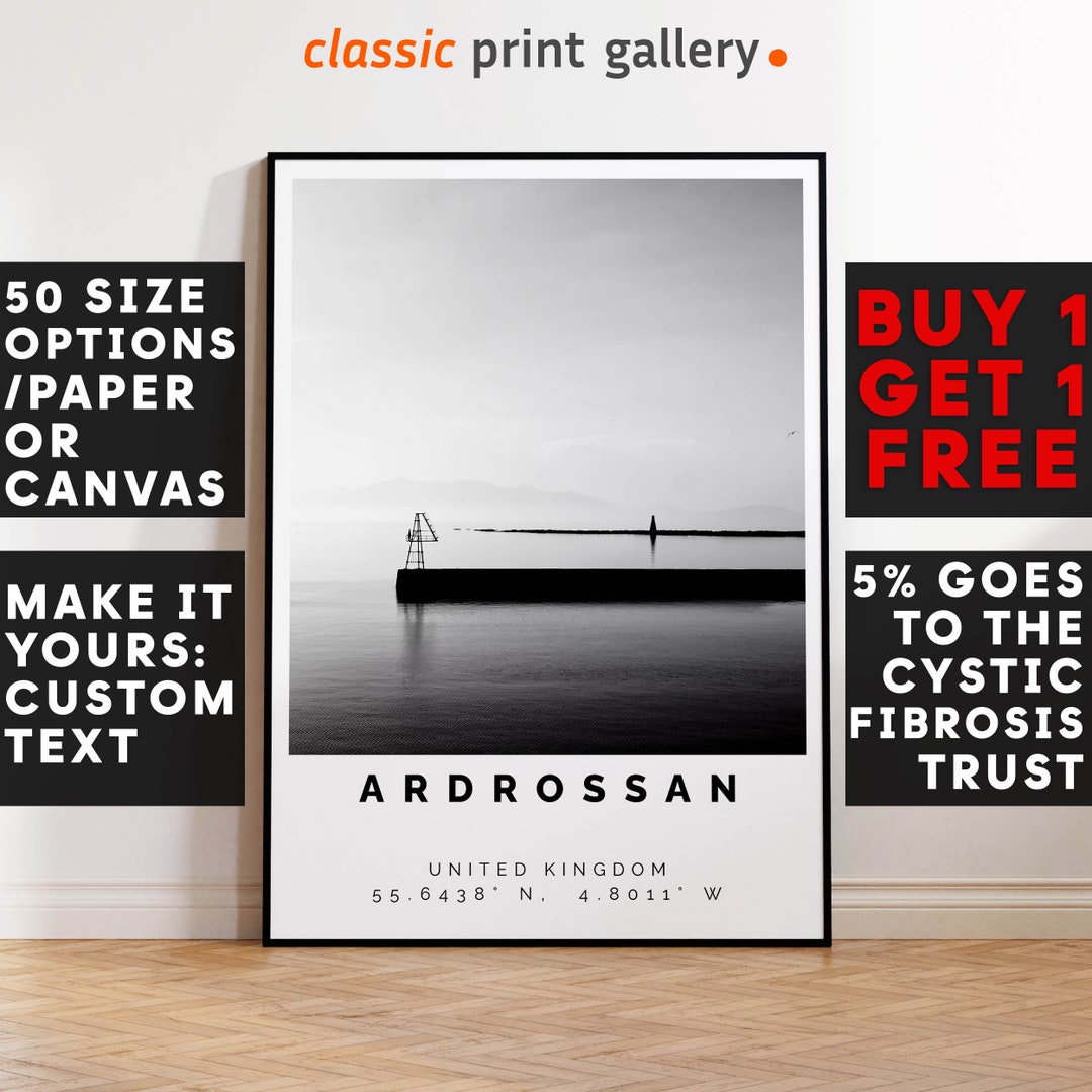 Ardrossan Poster Black and White Print, Ardrossan Wall Art, Ardrossan