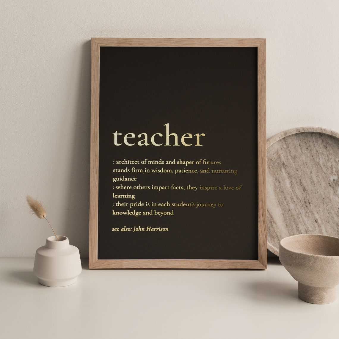 Teacher Definition Gold Foil Print Poster Wall Art birthday Gift for