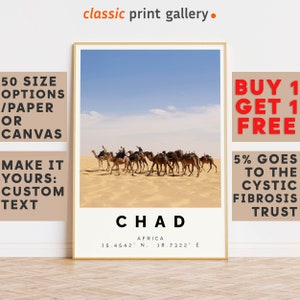 Chad Poster Colorful Print, Chad Wall Art, Chad Photo Decor, Chad Gift Travel Print,Africa,Vintage Art Print,10686