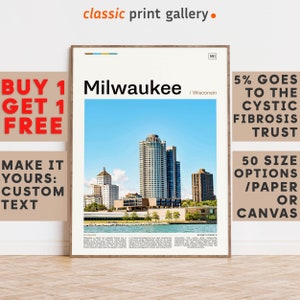 Milwaukee Print, Milwaukee Wall Art, Milwaukee Color Poster With Text, Personalized Birthday Travel Gift Present, USA, Wisconsin 11991b1