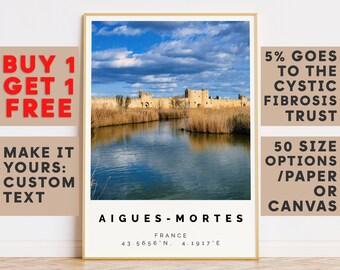 Aigues-Mortes Print,Aigues-Mortes Wall Art,Aigues-Mortes Colorful Poster,Personalized Birthday Travel Gift Present France 13155
