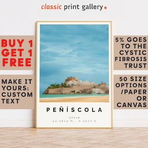 Peñíscola Print,Peñíscola Wall Art,Peñíscola Colorful Poster,Personalized Birthday Travel Gift Present Artwork Spain 12813
