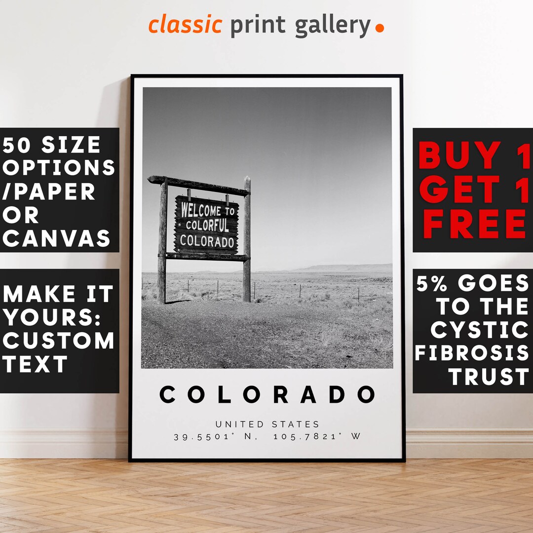 Colorado Poster Black and White Print, Colorado Wall Art, Colorado ...