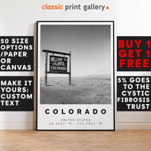 Colorado Poster Black and White Print, Colorado Wall Art, Colorado Travel Poster Photo, Colorado Map, Colorado State Poster, USA, 3298