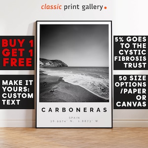 Carboneras Print,Carboneras Wall Art,Carboneras Black and White Poster,Personalized Birthday Travel Gift Present Artwork Spain 12791a