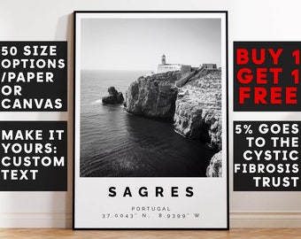 Sagres Poster Black and White Print, Sagres Wall Art, Sagres Photo Print, Sagres Gift Travel Decor,Portugal,6816