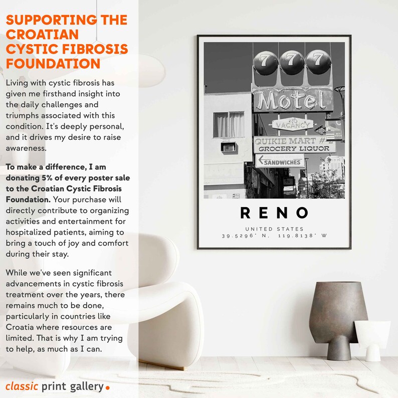 Reno Poster Black and White Print, Reno Wall Art, Reno Travel Poster ...