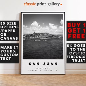 San Juan Print Black and White Photo, San Juan Wall Art, San Juan Travel Poster, San Juan Photo Print, Puerto Rico, USA,4910b