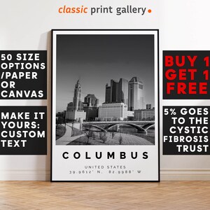 Columbus Poster, Columbus Print, Columbus Photo, Columbus Wall Art, Traveller Gift, Scenic Poster, Black and White Photographic Art, 3303