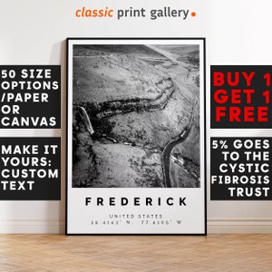 Frederick Poster Black and White Print, Frederick Wall Art, Frederick Travel Poster, Frederick Photo Print, Maryland, USA,5183