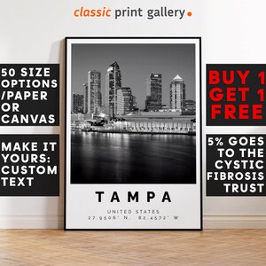 Tampa Print Black and White Photo, Tampa Wall Art, Tampa Travel Poster, Tampa Photo Print, Florida Wall Art, Florida Decor, 4064