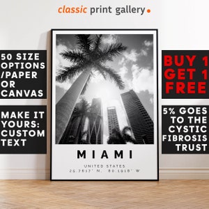 Miami Poster Black and White Photo, Miami Wall Art, Miami Travel Poster, Miami Photo Print, Miami Beach, Florida, USA, United States, 2880