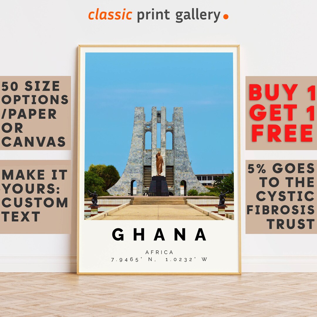 Ghana Poster Colorful Print, Ghana Wall Art, Ghana Photo Decor, Ghana