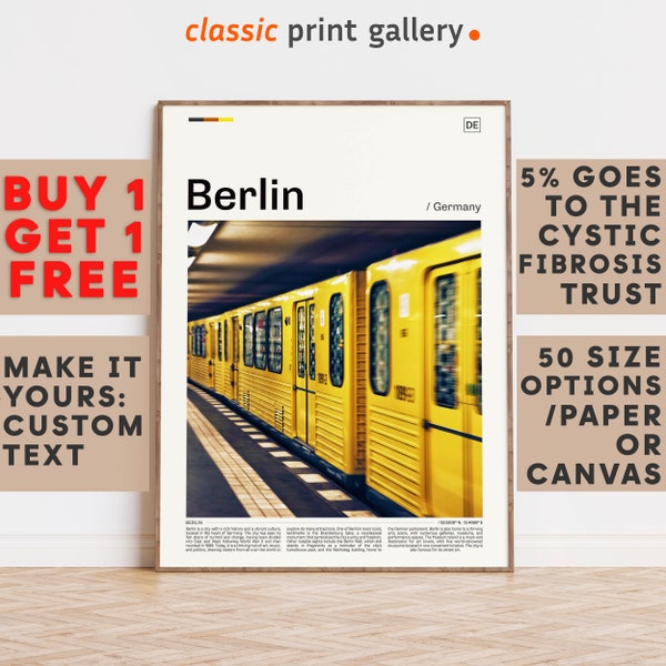 Berlin Print, Berlin Wall Art, Berlin Color Poster With Text, Personalized Birthday Travel Gift Present Photography  Artwork,Germany 11497b2