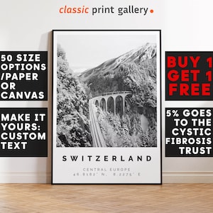 Switzerland Poster Black and White Print, Switzerland Wall Art, Switzerland Travel Photo, Switzerland Map, Swiss Poster, Alps Print, 4089