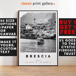 Brescia Poster Black and White Print, Brescia Wall Art, Brescia Travel Poster, Brescia Photo Print,Italy,4594a