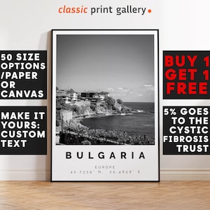 Bulgaria Poster Black and White Print, Bulgaria Wall Art, Bulgaria Travel Poster, Bulgaria Photo Print, Sofia, Balkan, Europe,4596a