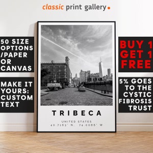Tribeca Poster Black and White Print, Tribeca Wall Art, Tribeca Travel Photo, Tribeca Map, New York Poster, NYC Print, 3987