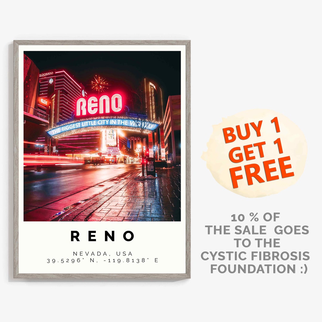 Reno Poster Colorful Print Reno Wall Art Reno Photo Decor Etsy