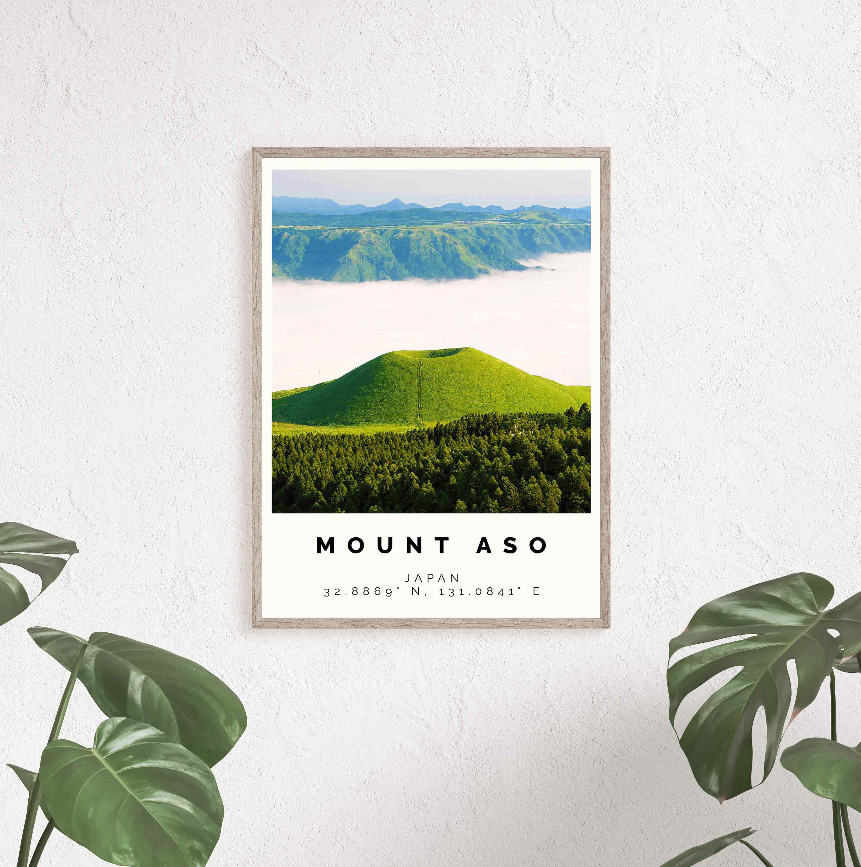 Mount Aso Poster Colorful Print Mount Aso Wall Art Mount Aso - Etsy