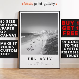 Tel Aviv Poster Black and White Print, Tel Aviv Wall Art, Tel Aviv Travel Photo, Tel Aviv Map, Israel Poster, Israel Print, 4049