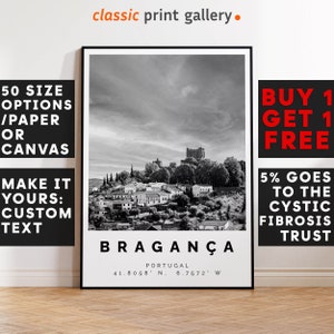 Braganca Poster Black and White Print, Braganca Wall Art, Braganca Travel Poster, Braganca Photo Print,Portugal,6017