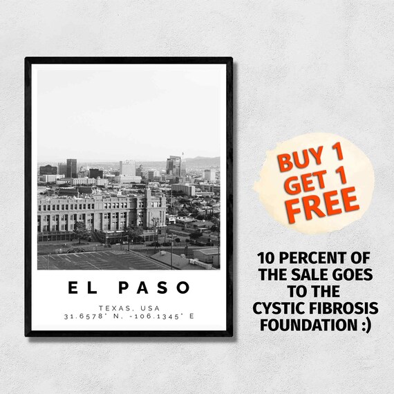 El Paso Poster Black and White Print El Paso Wall Art El Etsy