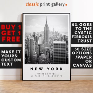 New York Print,New York Wall Art,New York Black and White Poster,Personalized Birthday Travel Gift Present Artwork Usa 12566a4