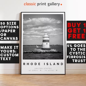 Rhode Island Poster Black and White Print, Rhode Island Wall Art, Rhode Island Travel Photo, Rhode Island Map, State, 4296a