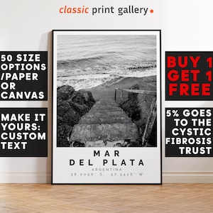 Mar del Plata Poster Black and White Print, Mar del Plata Wall Art, Mar del Plata Travel Poster, Mar del Plata Photo Print, Argentina,5488