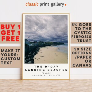 The D-Day Landing Beaches Print Wall Art Colorful Poster,Personalized Birthday Travel Gift Present Photography Artwork France 13281