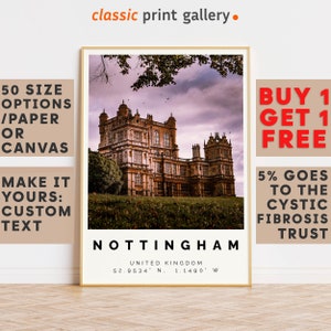 Nottingham Poster Colorful Print, Nottingham Wall Art, Nottingham Photo Decor, Nottingham Gift Travel Print,England,Gift For Him,8866