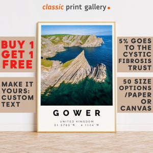 Gower Print,Gower Wall Art,Gower Colorful Poster,Personalized Birthday Travel Gift Present Photography Artwork Uk 12490b