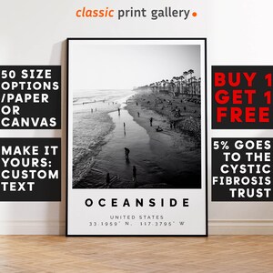 Oceanside Print Black and White Photo, Oceanside Wall Art, Oceanside Travel Poster, Oceanside Photo Print, California Wall Art, 4493