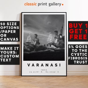 Varanasi Poster,Varanasi Print,Varanasi Black and White Photographic Art, Wedding gift, Coordinates Poster, Travel Gift, 3934