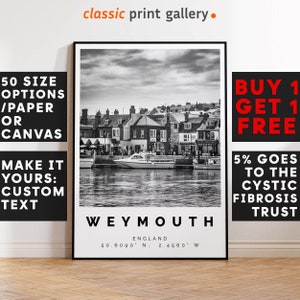Weymouth Print Black and White Photo, Weymouth Wall Art, Weymouth Travel Poster, Weymouth Photo Print, England Wall Art Decor, 3870
