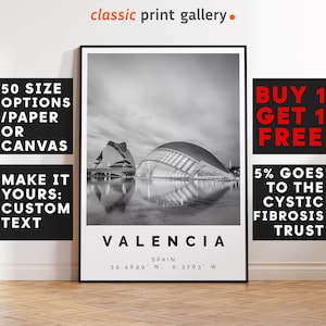 Valencia Print Black and White Photo, Valencia Wall Art, Valencia Travel Poster, Valencia Photo Print, Spain Wall Art, Spain Decor, 3943