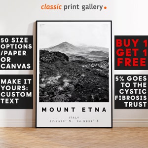 Mount Etna Poster Black and White Print, Mount Etna Wall Art, Mount Etna Travel Poster, Mount Etna Photo Print, Italy, 2921