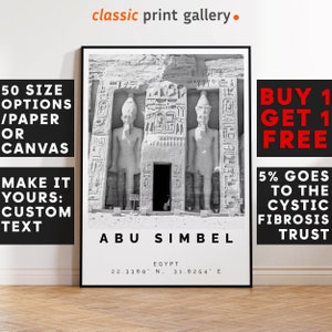 Abu Symbel Poster Black and White Print, Abu Symbel Wall Art, Abu Symbel Photo Print, Abu Symbel Gift Travel Decor,Egypt,6307