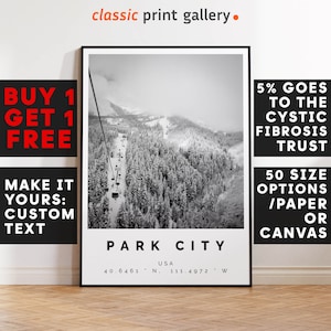 Ski Wall Art,Park City Print,Park City Wall Art,Park City Black and White Poster,Winter Travel Present,Mountain Wall Art,Usa 14835a