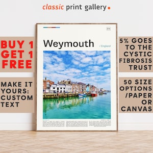 Weymouth Print, Weymouth Wall Art, Weymouth Color Poster With Text, Personalized Birthday Travel Gift Present Photography, England 12382b1