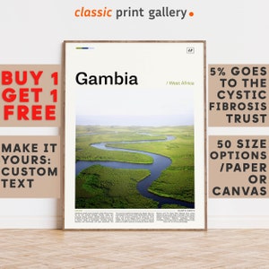 Gambia Print, Gambia Wall Art, Gambia Color Poster With Text, Personalized Birthday Travel Gift Present Photography, The Gambia 11722b