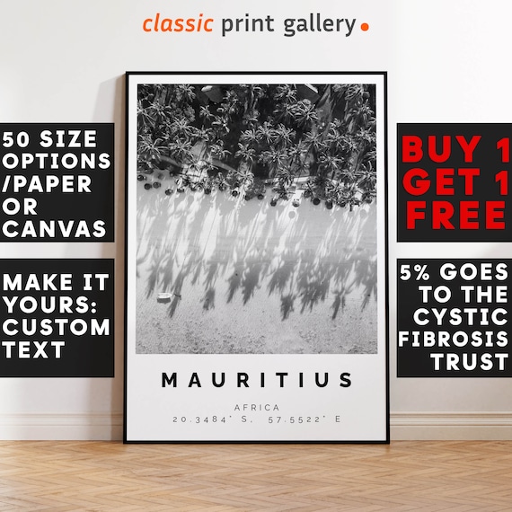 Mauritius Poster, Mauritius Print, Coastal Wall Art, Beach Decor, Tropical Wall Art, Beach Poster, Sea Travel Art, Honeymoon souvenir 2840