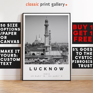 Lucknow Poster Black and White Print, Lucknow Wall Art, Lucknow Travel Poster, Lucknow Photo Print, India Poster, India Wall Art Decor 2753