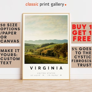 Virginia Poster Colorful Print, Virginia Wall Art, Virginia Photo Decor, Virginia Gift Travel Print,24x28, 20x30, 24x36,8357