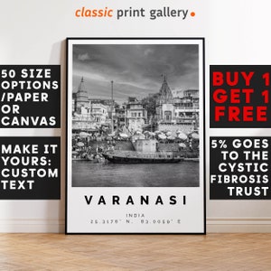 Varanasi Print Black and White Photo, Varanasi Wall Art, Varanasi Travel Poster, Varanasi Photo Print, India Wall Art, India Decor, 3933